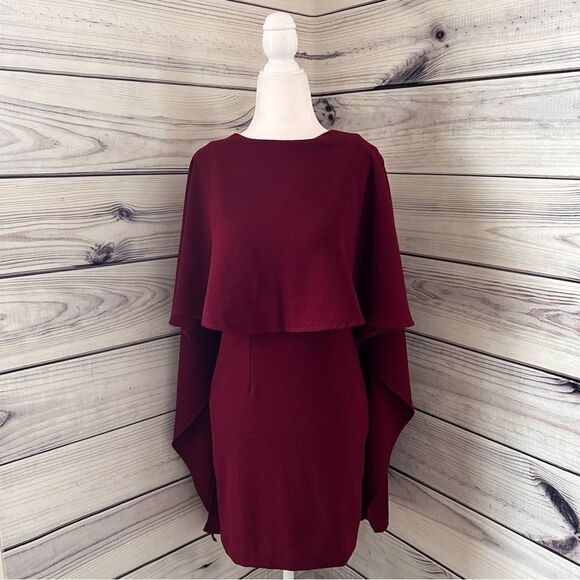 Lulus Burgundy Backless Mini Cape Dress - Picture 4 of 8